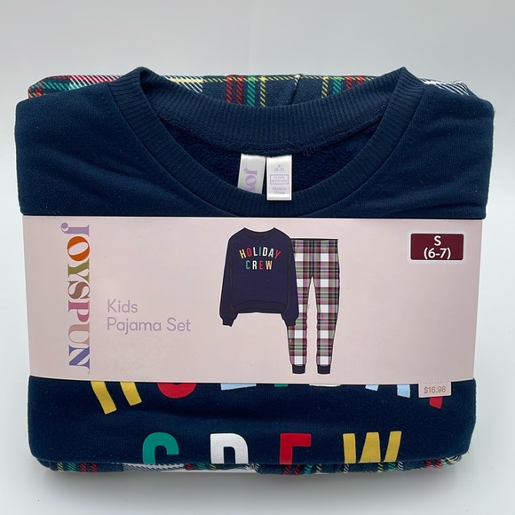 Joyspun Unisex Kids Christmas Holiday‎ Pajama Set Long Sleeve Crew Neck Joggers - Picture 1 of 5